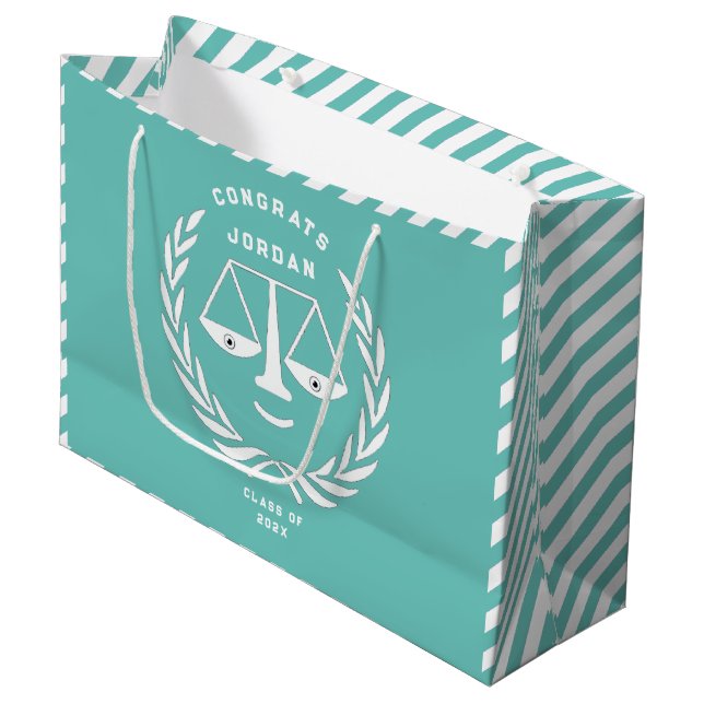 Grand Sac Cadeau Diplôme de droit unique (Devant Angle)