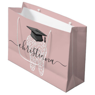 Grand Sac Cadeau Diplôme dentaire personnalisé Empreinte de léopard