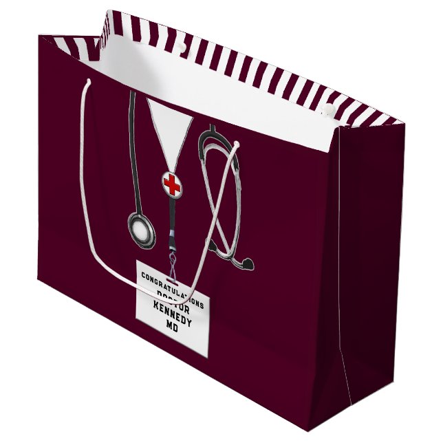 Grand Sac Cadeau Diplôme d'études Médicales créatives (Devant Angle)