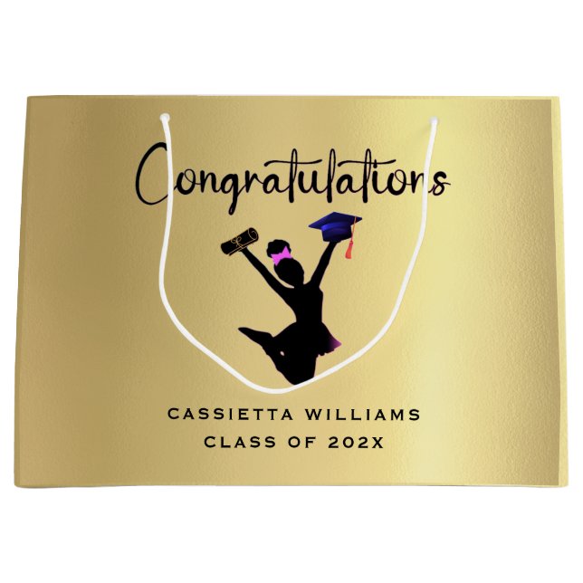 Grand Sac Cadeau Diplôme d'or afro-américain (Devant)