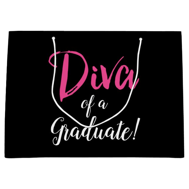 Grand Sac Cadeau "DIVA d'un diplômé !" (Devant)