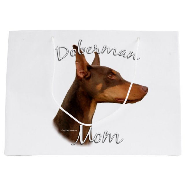 Grand Sac Cadeau Doberman Pinscher (rouge) Maman 2 (Devant)
