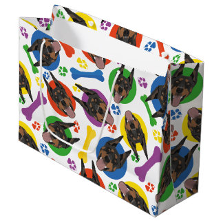 Grand Sac Cadeau Dobermann coloré et espiègle