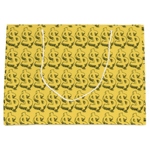 Grand Sac Cadeau dollar or