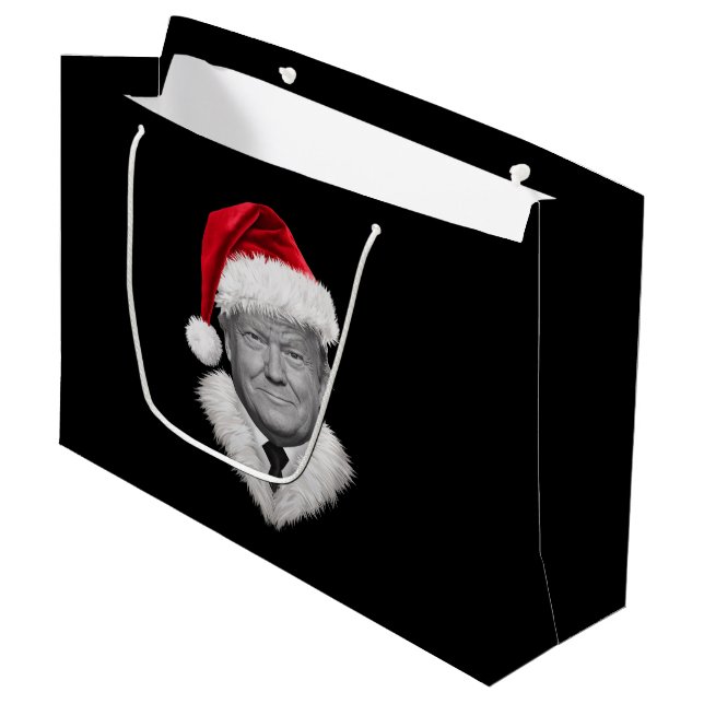 Grand Sac Cadeau Donald Trump Christmas Funny Santa Hat Don (Devant Angle)