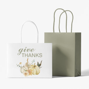 Grand Sac Cadeau Donner Merci Citrouille Aquarelle