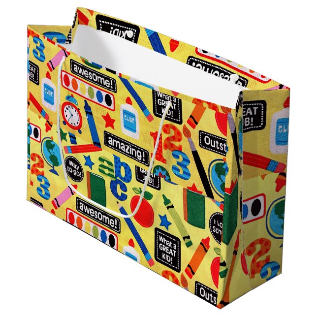 Grand Sac Cadeau Doodle préscolaire Enseignant d'art Bonne fin d'an (Devant Angle)