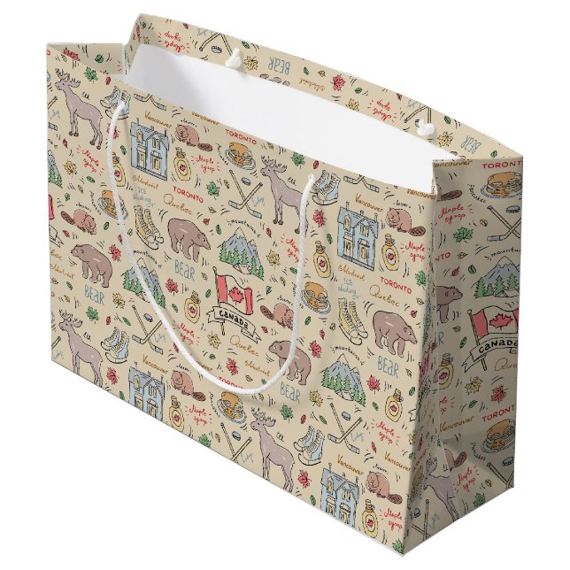 Grand Sac Cadeau Doodles canadiens (Dos Angle)