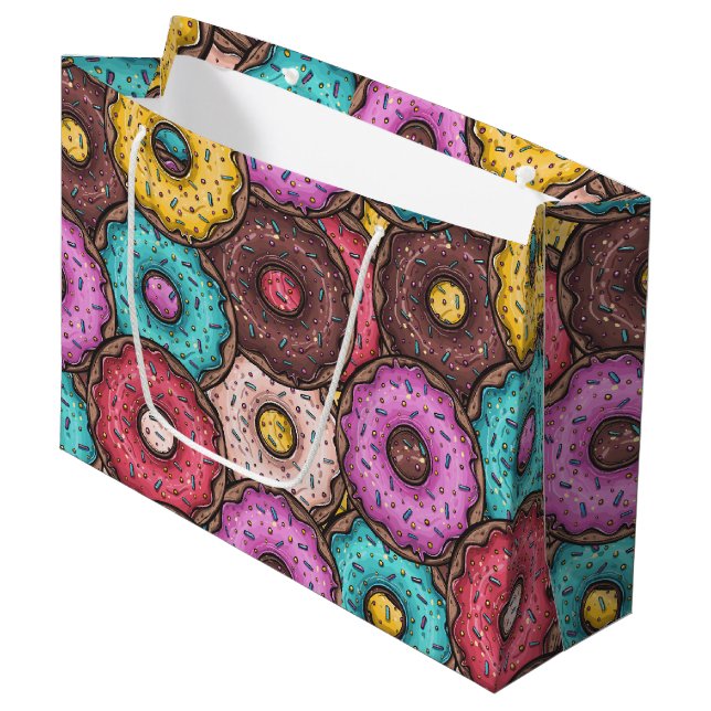 Grand Sac Cadeau Doughnut colorée (Devant Angle)