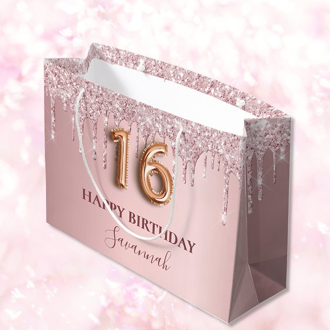 Grand Sac Cadeau Doux 16 gouttes de parties scintillant rose pâle m (Créateur téléchargé)