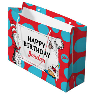 Grand Sac Cadeau Dr. Seuss Chat à l'anniversaire du Casquette