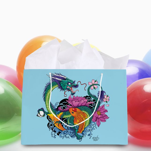 Grand Sac Cadeau Dragon d'eau chinois Poisson Koi (Créateur téléchargé)