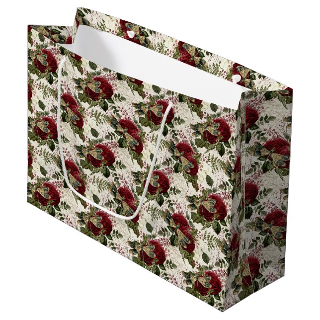 Grand Sac Cadeau Dragonflies de crème et Roses (Devant Angle)