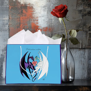 Grand Sac Cadeau Dragons Love Heart Blue