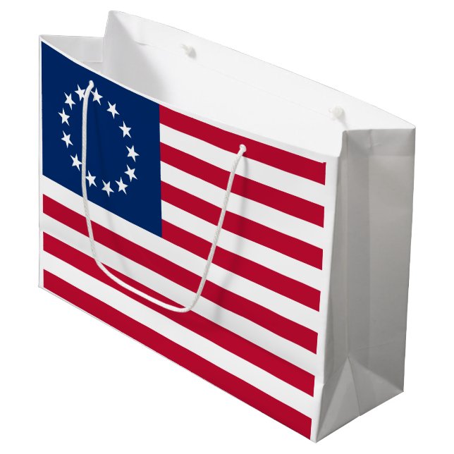 Grand Sac Cadeau Drapeau américain Betsy Ross (Devant Angle)