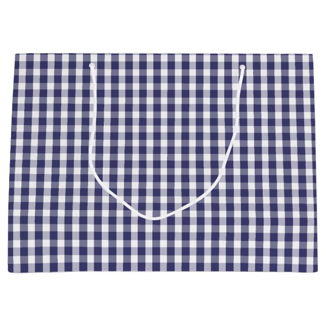Grand Sac Cadeau Drapeau américain bleu et blanc En vichy vérifié (Devant)