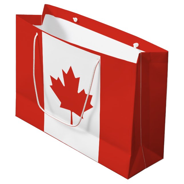 Grand Sac Cadeau Drapeau canadien patriotique (Devant Angle)