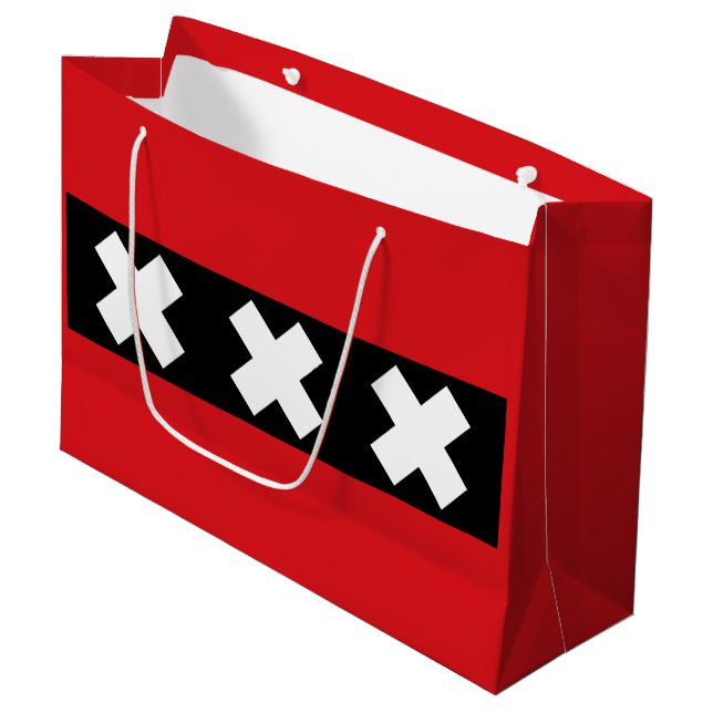 Grand Sac Cadeau Drapeau d'Amsterdam, Pays-Bas (Devant Angle)