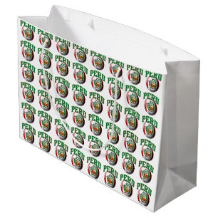Grand Sac Cadeau Drapeau de ballon de football du Pérou