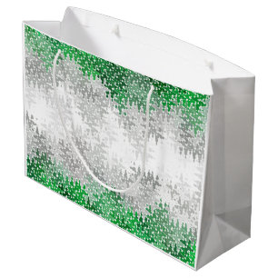 Grand Sac Cadeau Drapeau de fierté grise romantique abstrait ondulé