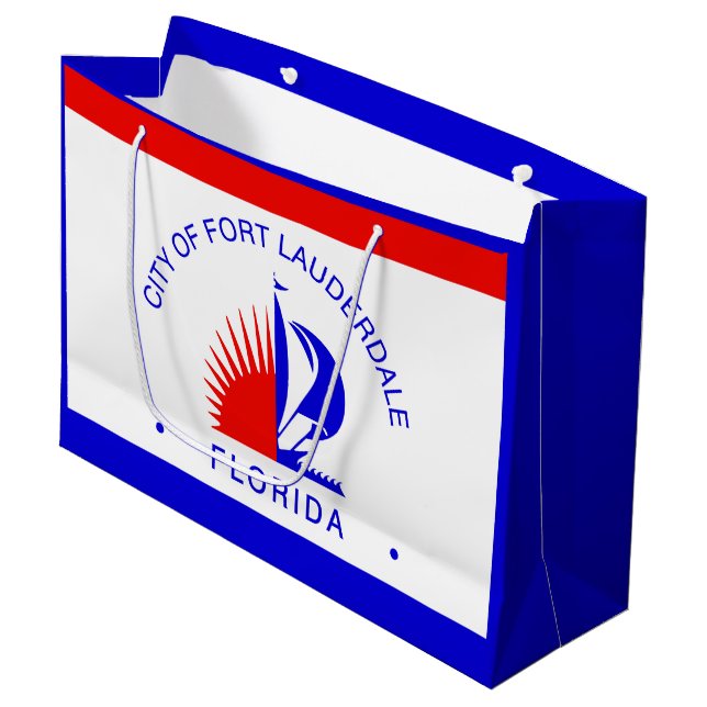 Grand Sac Cadeau Drapeau de Fort Lauderdale, Floride (Devant Angle)
