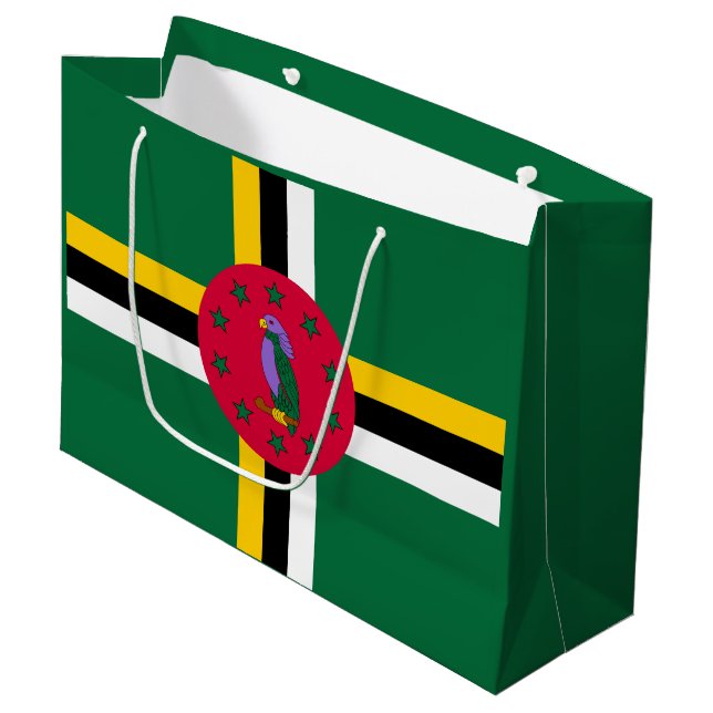 Grand Sac Cadeau Drapeau de la Dominique (Devant Angle)