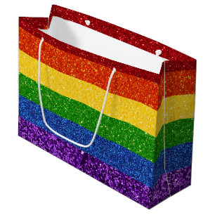 Grand Sac Cadeau Drapeau de la Rainbow Pride de la Parties scintill