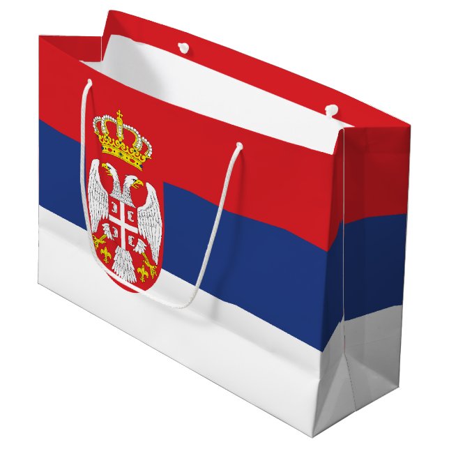 Grand Sac Cadeau drapeau de la Serbie (Devant Angle)