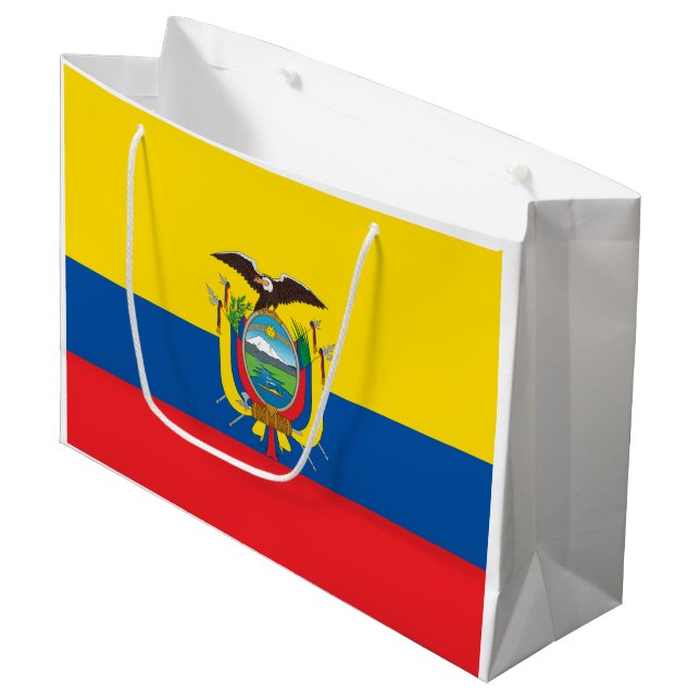 Grand Sac Cadeau Drapeau de l'Équateur (Devant Angle)
