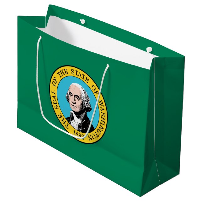 Grand Sac Cadeau Drapeau de l'État de Washington (Devant Angle)