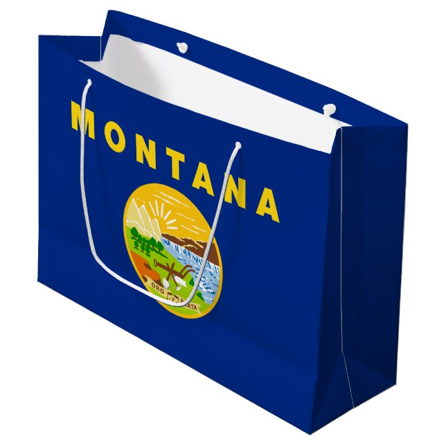 Grand Sac Cadeau Drapeau de l'État du Montana (Devant Angle)