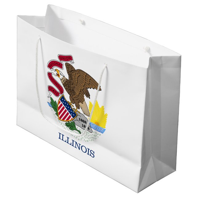 Grand Sac Cadeau Drapeau de l'Illinois (Devant Angle)