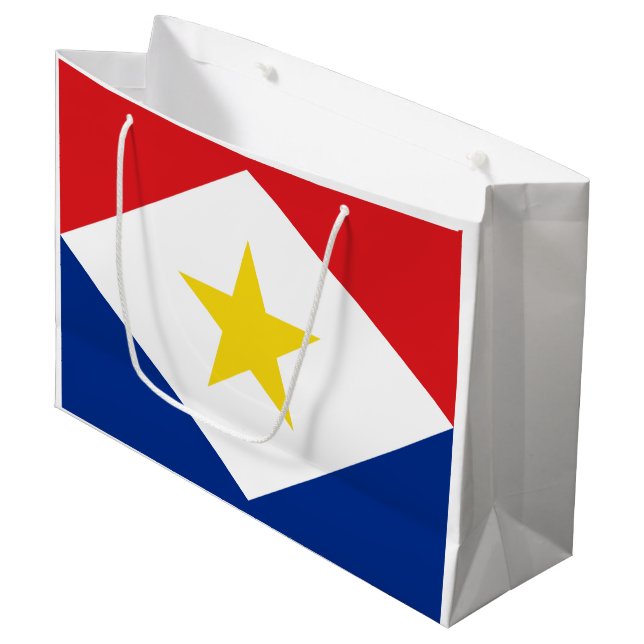 Grand Sac Cadeau Drapeau de Saba (Devant Angle)