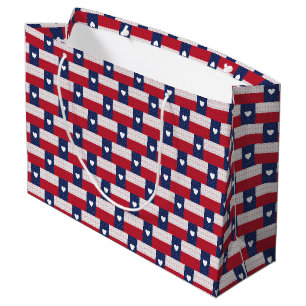 Grand Sac Cadeau Drapeau d'état du Texas à motifs cardiaques