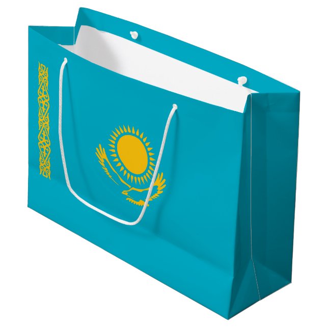 Grand Sac Cadeau Drapeau du Kazakhstan (Devant Angle)