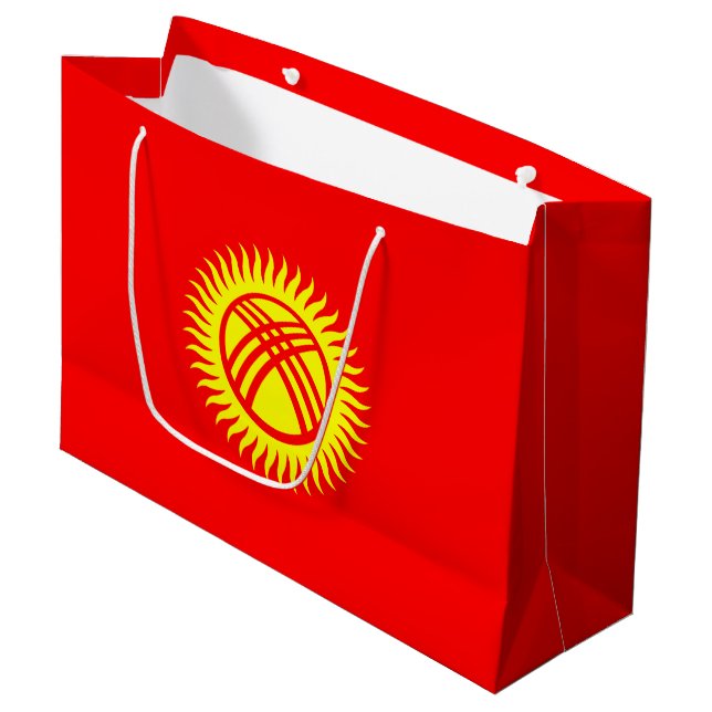 Grand Sac Cadeau Drapeau du Kirghizistan (Devant Angle)