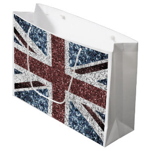 Grand Sac Cadeau Drapeau du Royaume-Uni Rustic vintage scintille pa