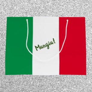 Grand Sac Cadeau Drapeau italien Mangia Rouge Blanc et Vert