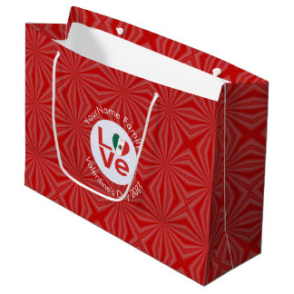 Grand Sac Cadeau Drapeau mexicain Red LOVE Personnalisé
