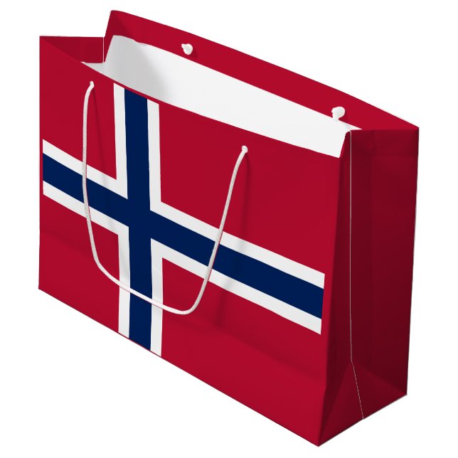 Grand Sac Cadeau Drapeau norvégien (Devant Angle)
