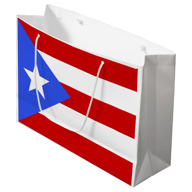 Grand Sac Cadeau Drapeau Porto Rico (Devant Angle)