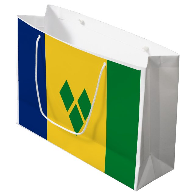 Grand Sac Cadeau Drapeau Saint-Vincent (Devant Angle)