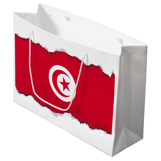 Grand Sac Cadeau Drapeau tunisien (Devant Angle)