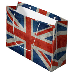 Grand Sac Cadeau Drapeau Union Jack britannique dans style rétro te