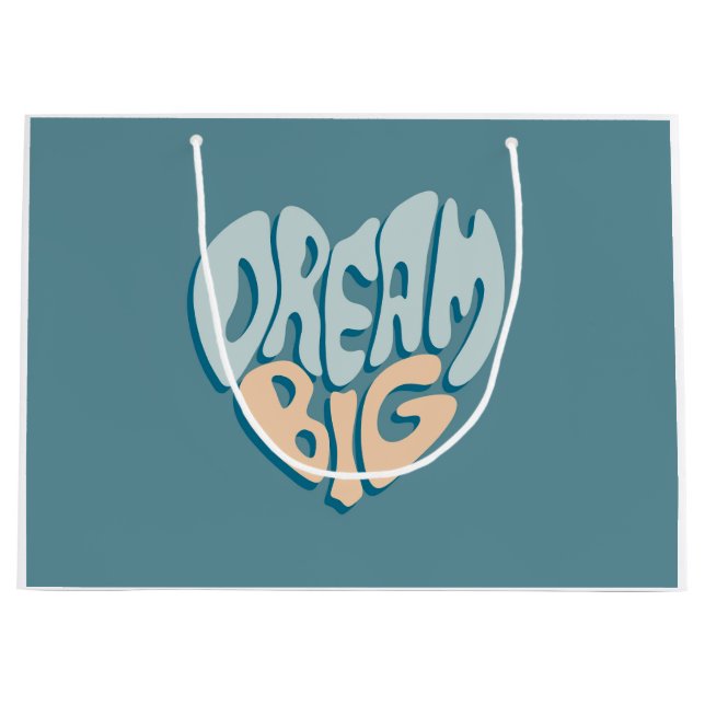 Grand Sac Cadeau Dream Big : Coeur bleu du succès (Devant)