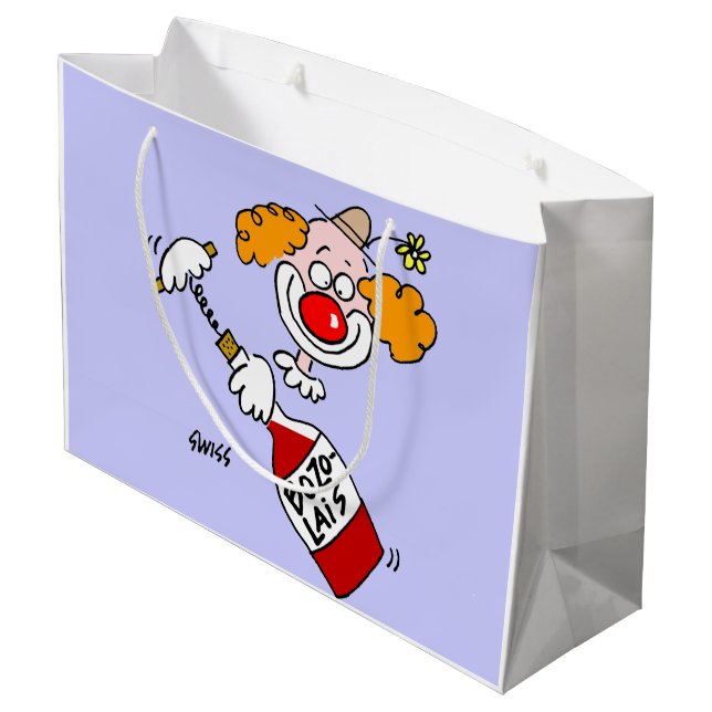 Grand Sac Cadeau Drôle Cartoon Clown Ouverture bouteille de vin (Dos Angle)