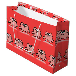 Grand Sac Cadeau Drôle Cartoon Cochon Année bébé Choisir la couleur