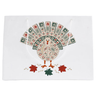 Grand Sac Cadeau Drole de Mahjong Dindon Thanksgiving Automne Fête
