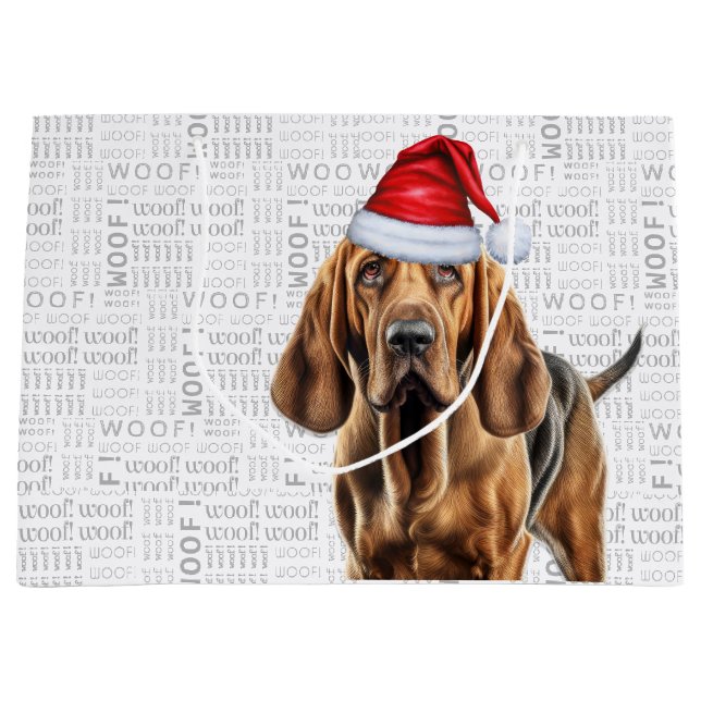 Grand Sac Cadeau Drôle Noël Chien Bloodhound Lover Holiday (Devant)