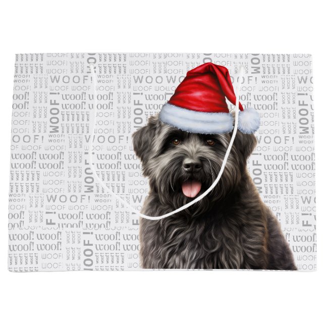 Grand Sac Cadeau Drôle Noël Chien Bouvier Lover vacances (Devant)
